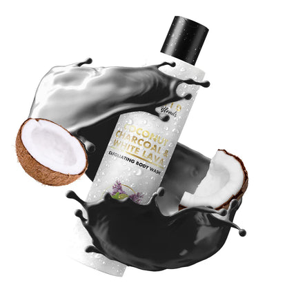 Exfoliating Body Wash W/ Coconut Charcoal & White Lava (8oz)